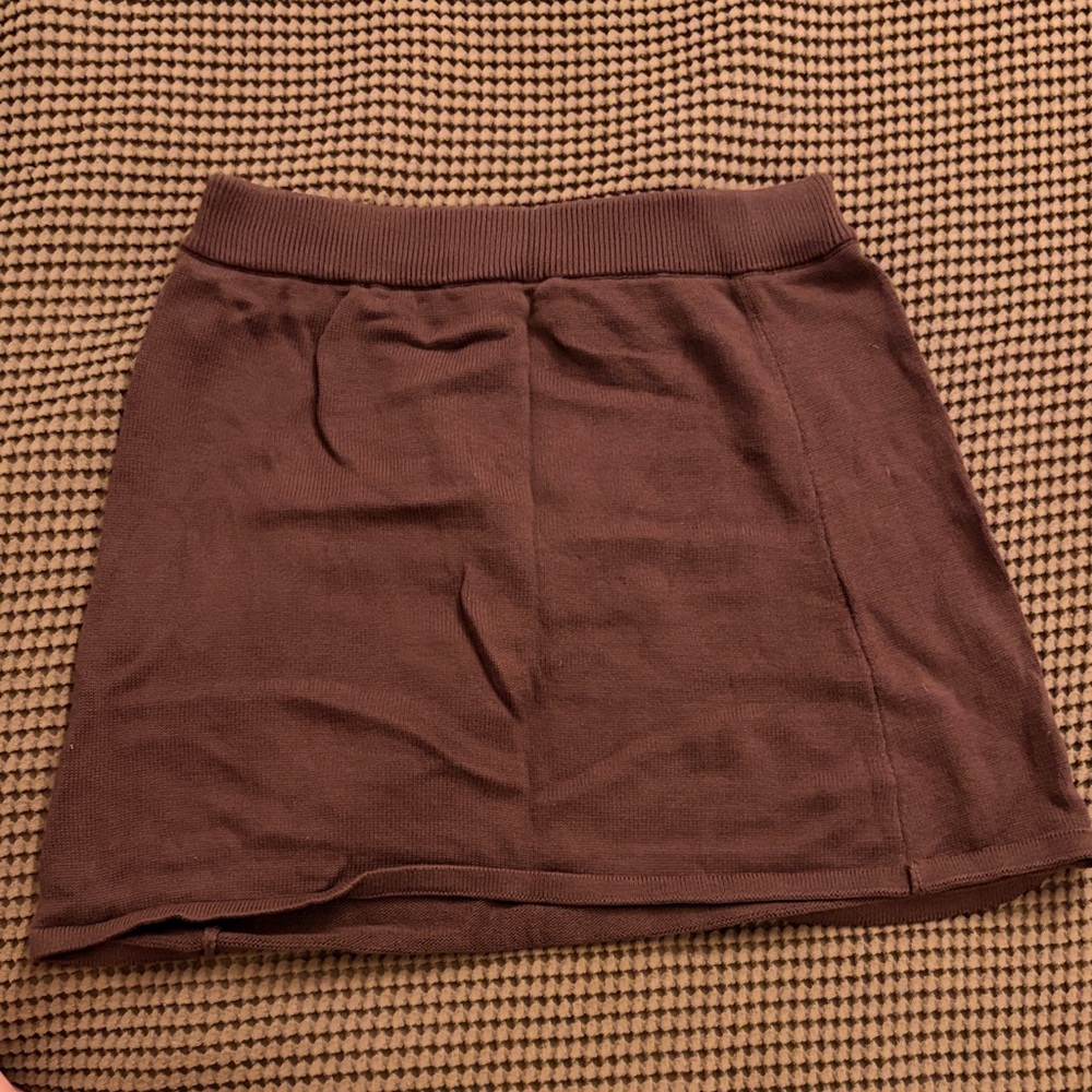 Djerf Avenue Chocolate Brown Knit Mini Skirt